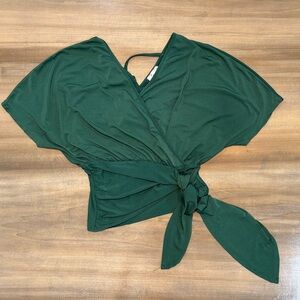 Willow & Root Forest Green Wrap Blouse